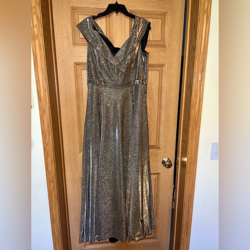 Xscape Shimmering Champagne Dress